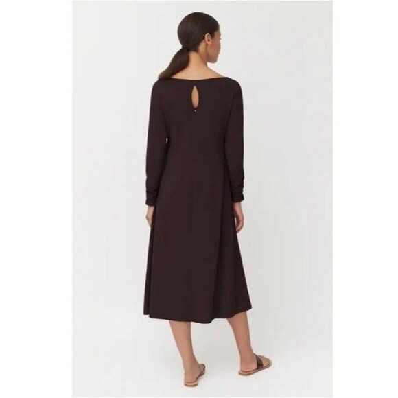 CUYANA Dolman Sleeve Midi Dress Medium Organic Pima Cotton Lagenlook Ruched Cuff - Picture 2 of 15